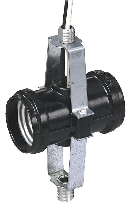 Leviton 4015-D4F Lamp Holder, Keyless, 250 V, 660 W, Aluminum/Phenolic Housing Material, Black