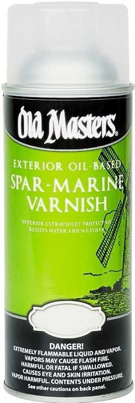 Old Masters 92510 Spar Marine Varnish, Semi-Gloss, Liquid, 13 oz, Aerosol Can