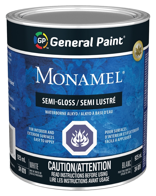 General Paint Monamel 34-020-14 Exterior Paint, Semi-Gloss, White, 1 qt