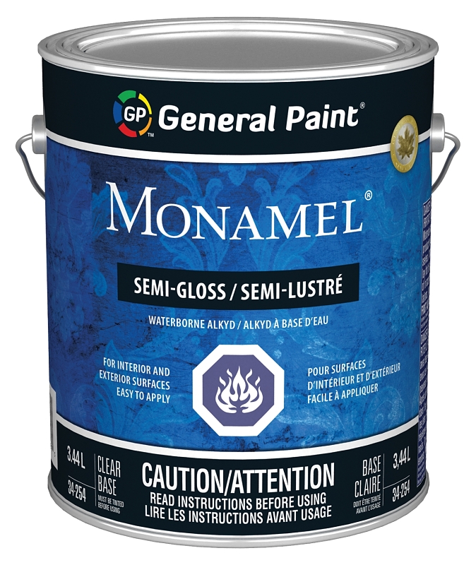 General Paint Monamel 34-254-16 Exterior Paint, Semi-Gloss, Clear Base, 1 gal
