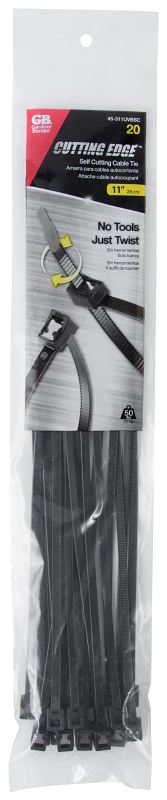 GB 45-311UVBSC Cable Tie, Double-Lock Locking, 6/6 Nylon, Black