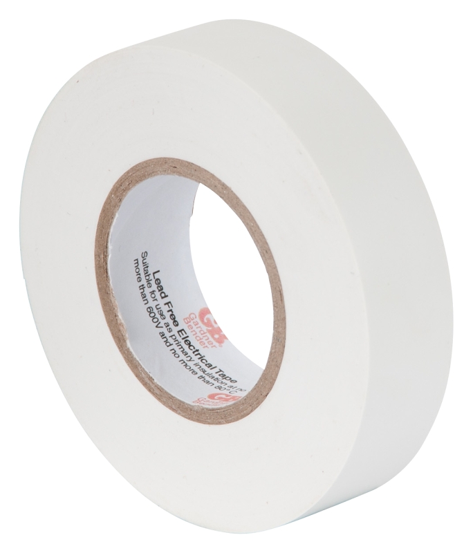 GB GTW-667P Electrical Tape, 66 ft L, 3/4 in W, PVC Backing, White