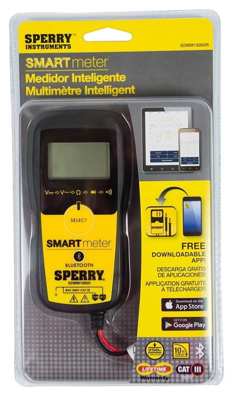 GB SDMM10000R Smart Multi Meter, Digital Display, Functions: AC Voltage, Continuity, DC Voltage, Diode Test, Resistance