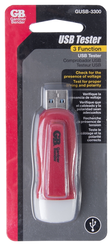 GB GUSB-3300 USB Tester, LED Display, Functions: AC Voltage, Red