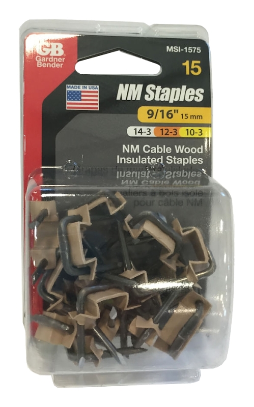 Gardner Bender MSI-1575 Metal Staple, 9/16 in W Crown, Polyethylene, Graphite