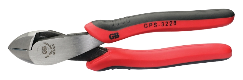 GB GPS-3228 Diagonal Cutting Plier, 8 in OAL, 1-3/8 in Jaw Opening, Red Handle, Comfort-Grip Handle, 3/4 in L Jaw