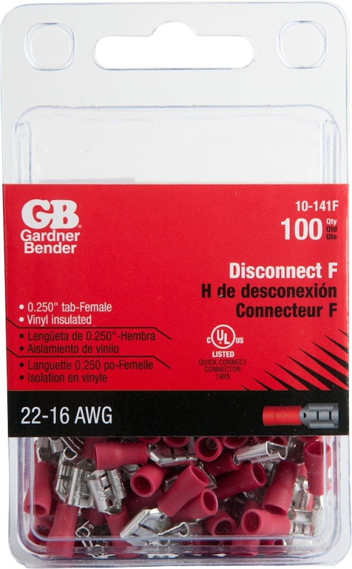 GB 10-107 Ring Terminal, 600 V, 12 to 10 AWG Wire, 12 to 1/4 in Stud, Vinyl Insulation, Copper Contact, Yellow