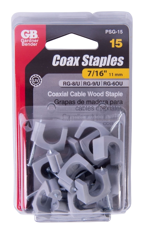 GB PSG-15 Staple, 7/16 in W Crown, 1-1/4 in L Leg, Polyethylene