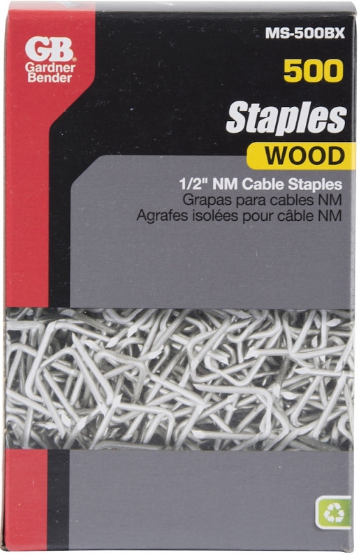 Gardner Bender MS-500BX Cable Staple, 1-1/4 in L Leg, Steel