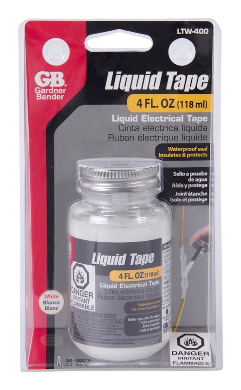 GB LTW-400 Liquid Electrical Tape, Liquid, White, 4 oz Bottle