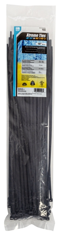 Gardner Bender Xtreme 46-314UVBFZ Cable Tie, Nylon, Black