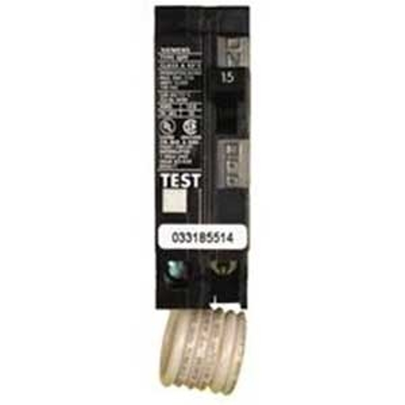Siemens QF115A Circuit Breaker, GFCI, 15 A, 1-Pole, 120 V, Plug