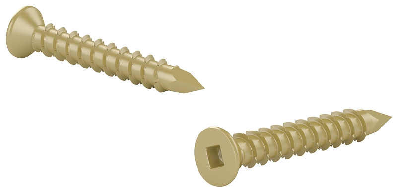 Reliable FKCSDP145VP Screw, 1/4-7 Thread, 5 in L, Coarse, Partial, Scorpion Tail Thread, Flat Head, Square Drive, 25 BX