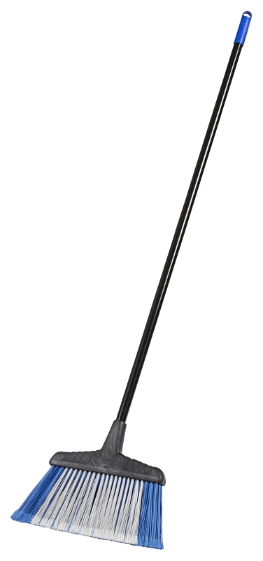 Quickie 2063081 Angle Broom, 15 in Sweep Face, Plastic Bristle, Blue/Gray Bristle, 54-1/2 in L, Steel
