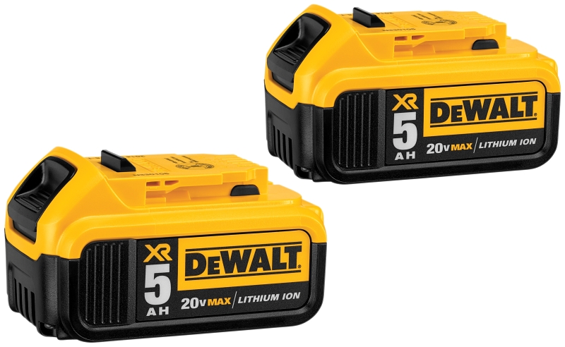 DeWALT DCB205-2 Premium Battery Pack, 20 V Battery, 5 Ah, 90 min Charging