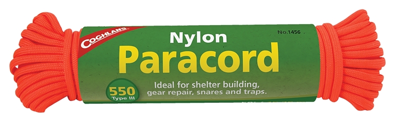 Coghlan's 1456 Paracord Rope, 50 ft L, 100 lb Working Load, Nylon, Neon Orange