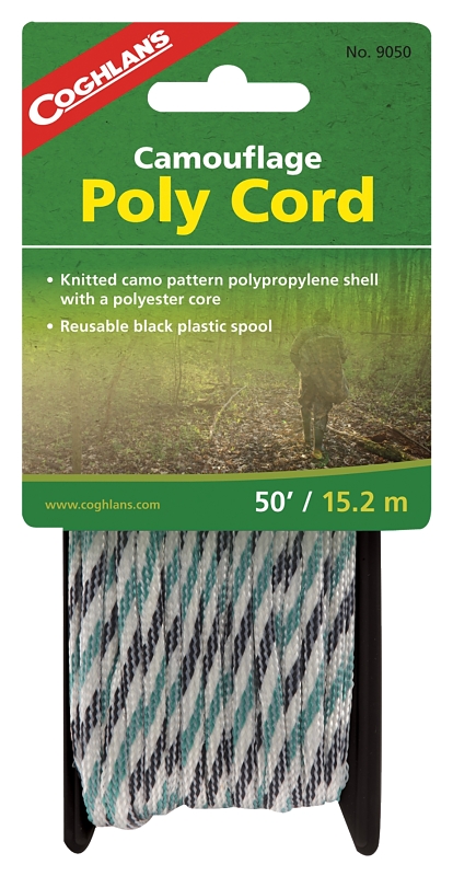 Coghlan's 9050 Poly Cord, 1/4 in Dia, 50 ft L, 100 lb Working Load, Polypropylene, Camo