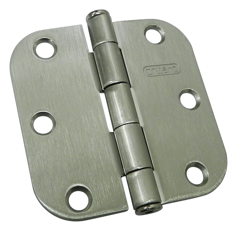 Onward 1820NBV Butt Hinge, 5/8 in Corner Radius, 3 in H Frame Leaf, 3/32 in Thick Frame Leaf, Steel, Brushed Nickel