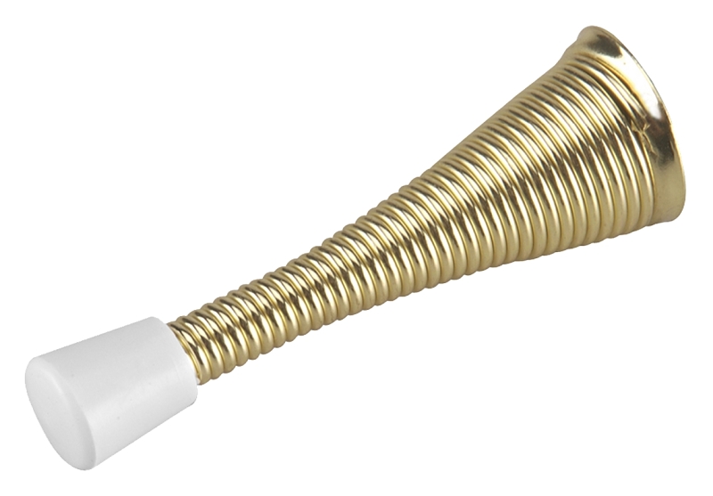 Onward 217BR Flexible Door Stop, 3 in L, 31/32 in W, 31/32 in Dia Base, 3 in Projection, Metal, Brass