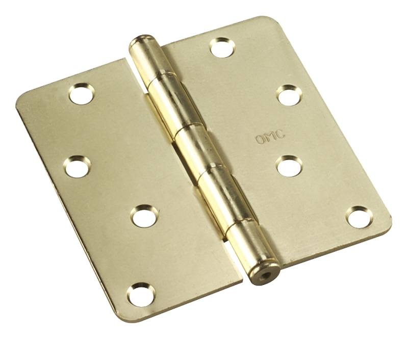 Onward 2822BB Butt Hinge, 4 in H Frame Leaf, 3/32 in Thick Frame Leaf, Steel, Brass, Removable Pin, 60 lb