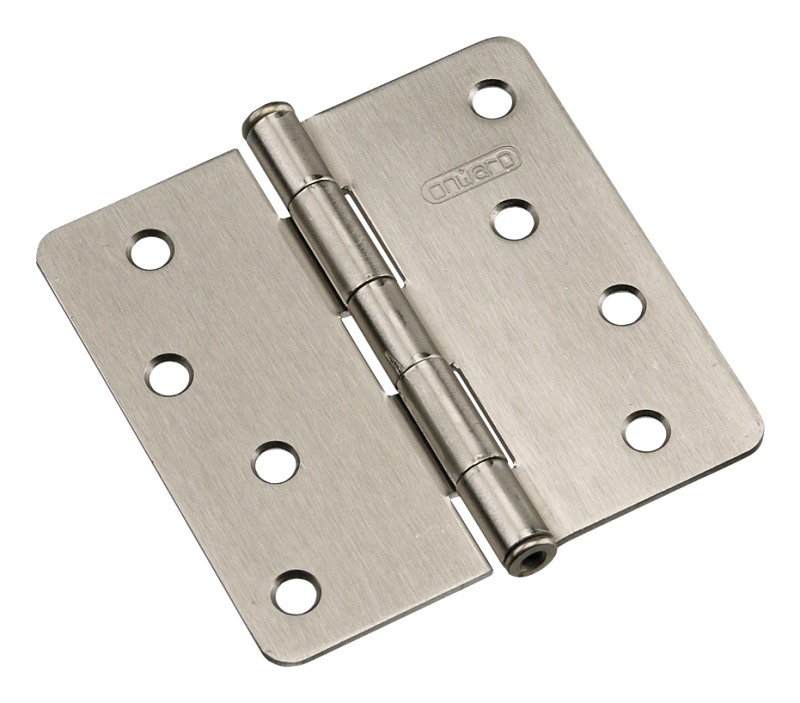 Onward 2822NBB Butt Hinge, 1/4 in Corner Radius, 4 in H Frame Leaf, 3/32 in Thick Frame Leaf, Steel, Brushed Nickel
