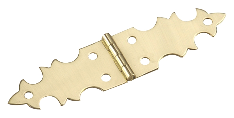 Onward 585SBR Hinge, Bright Brass, 5/8 in H x 2-3/4 in W, Ornamental Butt Hinge