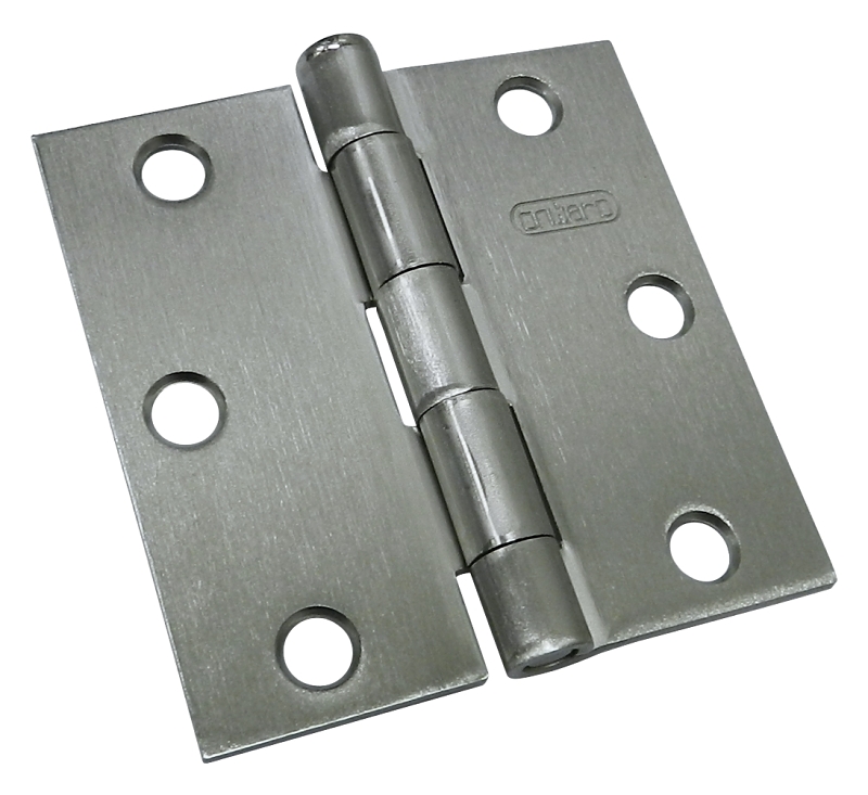Onward 820NBV Butt Hinge, 3 in H Frame Leaf, 3/32 in Thick Frame Leaf, Steel, Brushed Nickel, Removable Pin