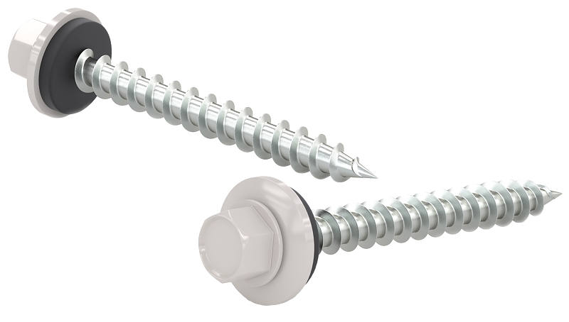 Reliable RSZ Series RSZ92WVP Screw, #9-15 Thread, 2 in L, Hex Drive, Self-Tapping, Type A Point, Neoprene/Steel, 100 BX