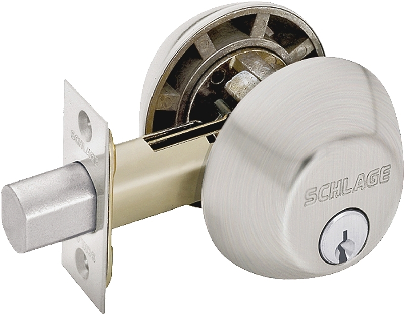 Schlage B62N619 Deadbolt, 1 Grade, SC1 Key, Metal, Satin Nickel, 2-3/8, 2-3/4 in Backset