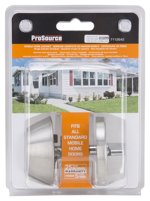 ProSource Signature Series T-D101SS Deadbolt, 3 Grade, Stainless Steel, 2-3/8, 2-3/4 in Backset, KW1 Keyway