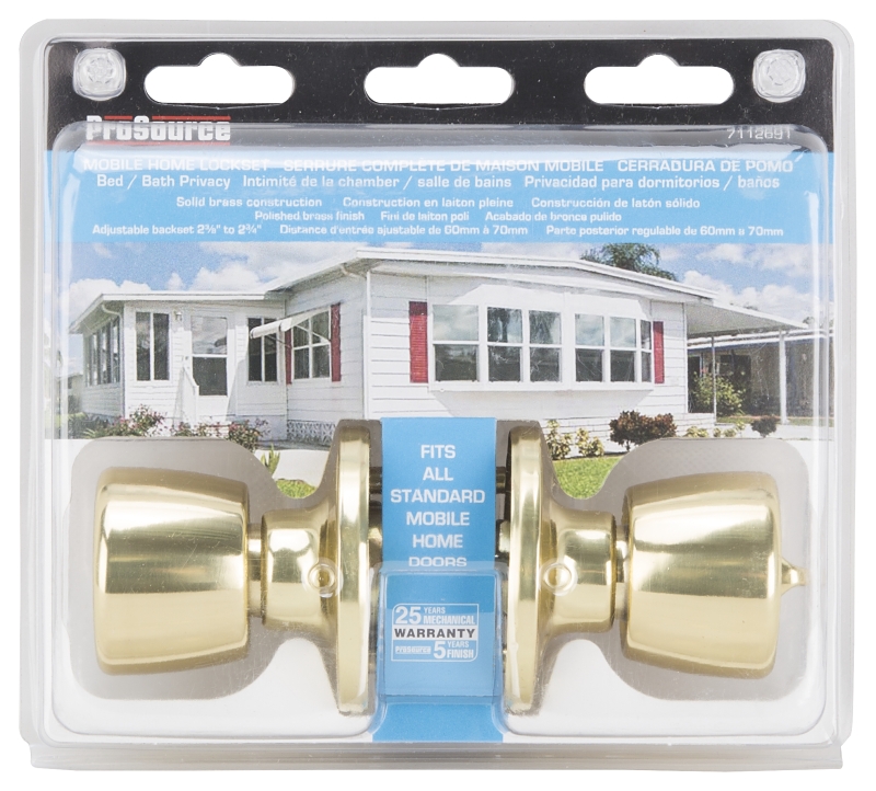 ProSource T-5764PB-BK Privacy Lockset, Brass, Polished Brass