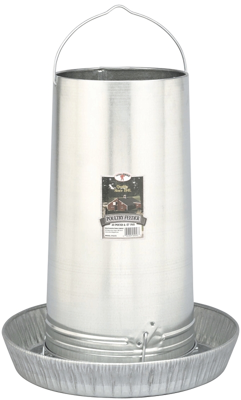 Little Giant 914273 Poultry Feeder, 40 lb Capacity, Rolled Edge, Galvanized Steel