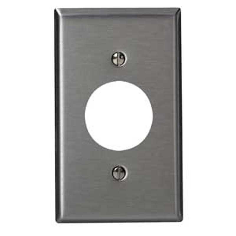 Leviton 84004-004 Receptacle Wallplate, 4-1/2 in L, 2-3/4 in W, Standard, 1 -Gang, 302 Stainless Steel