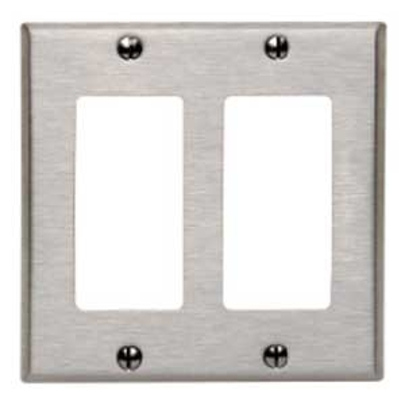 Decora 84409-000 Wallplate, 4.56 in L, 4-1/2 in W, 2 -Gang, Stainless Steel, Stainless Steel, Brushed