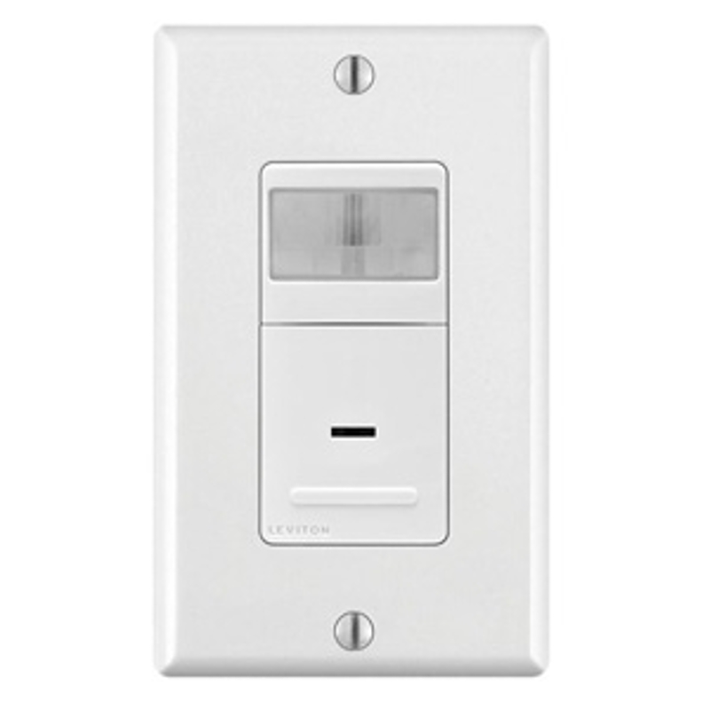 Leviton IPS02-742 Series Occupancy Sensor, Relay Sensor, 1-Pole, 180 deg View, 900 sq-ft Coverage Area