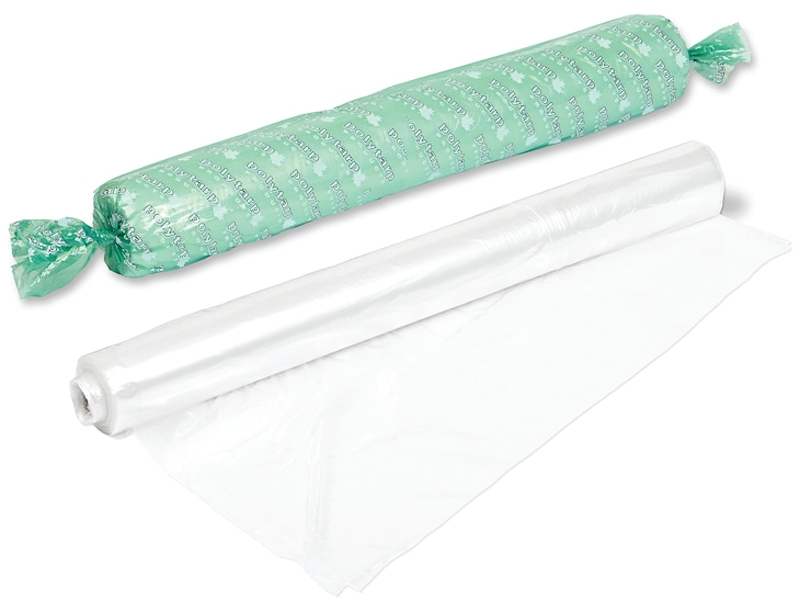 Polytarp 01-0130 Medium-Duty Polyfilm, 100 ft L, 10 ft W, 2.2 mil Thick, Polyethylene, Clear