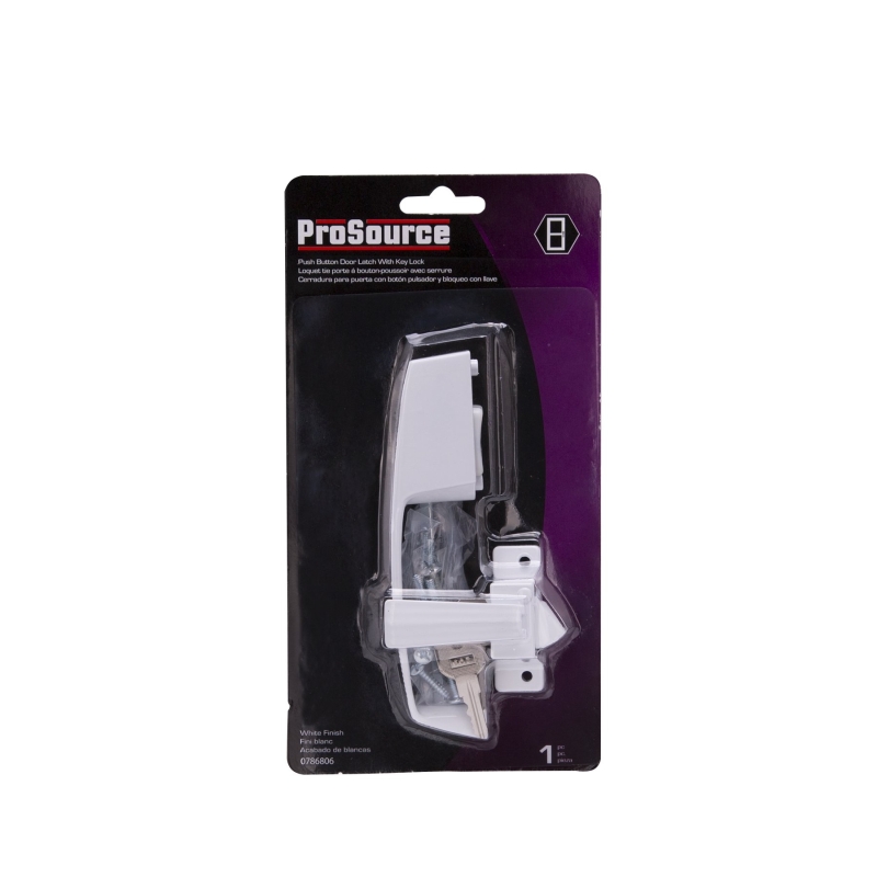 ProSource 47015-UKW-PS Pushbutton Latch, Zinc, White, 5/8 to 1-1/2 in Thick Door, 5/8 in Backset