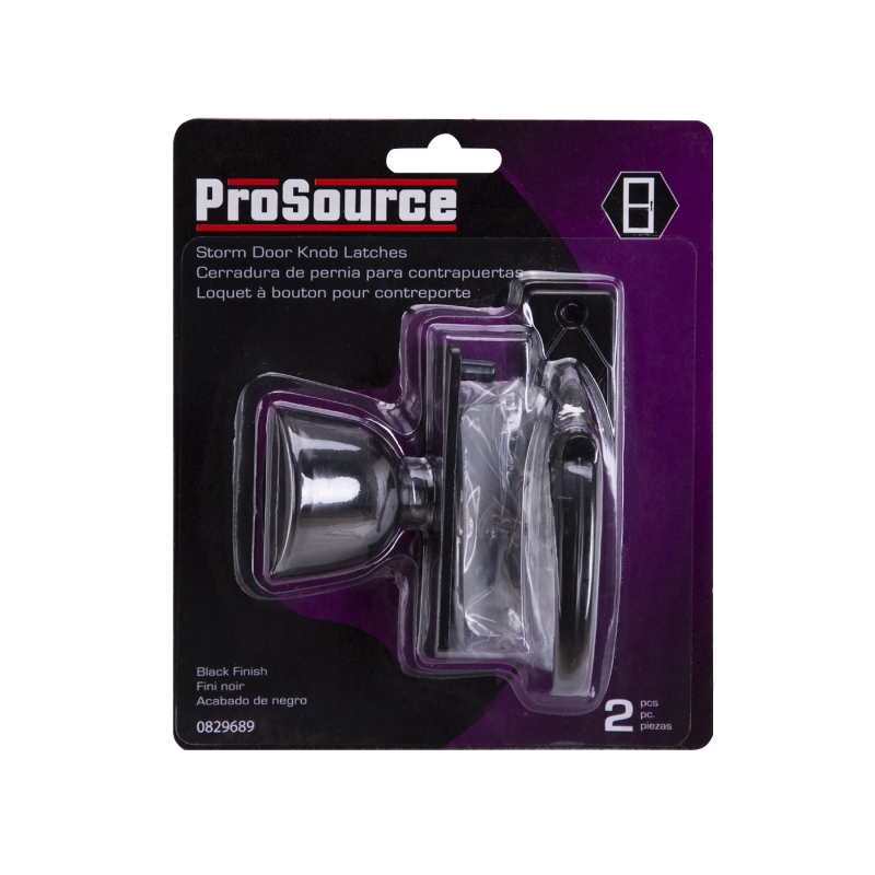 ProSource 47035-UK-PS Knob Latch, Zinc, Black, 5/8 to 1-1/2 in Thick Door, 1 in Backset