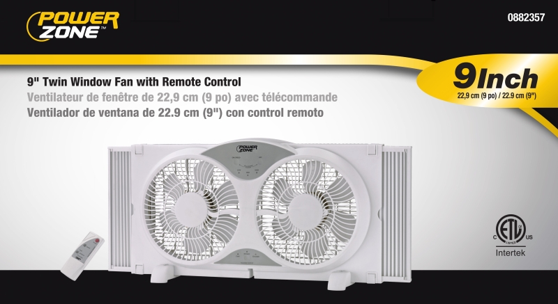 PowerZone BP2-9A Reversible Fan, 120 V, 9 in Dia Blade, 12-Blade, 3-Speed, Touch Panel and Remote Control, White