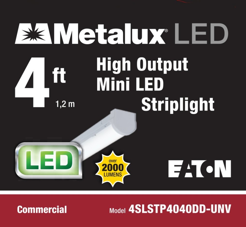 Metalux 4SLSTP4040DD-UNN Strip Light, 120/277 V, 44 W, LED Lamp, 4760 Lumens, 4000 K Color Temp, 50,000 hr Average Life
