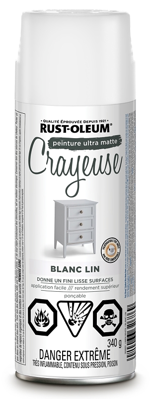 Rust-Oleum 302822 Chalk Spray Paint, Ultra Matte, Linen White, 340 g, Can