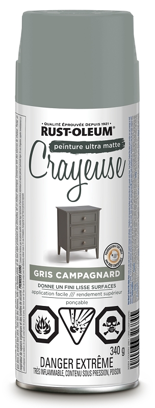 Rust-Oleum 302824 Chalk Spray Paint, Ultra Matte, Country Gray, 340 g, Can