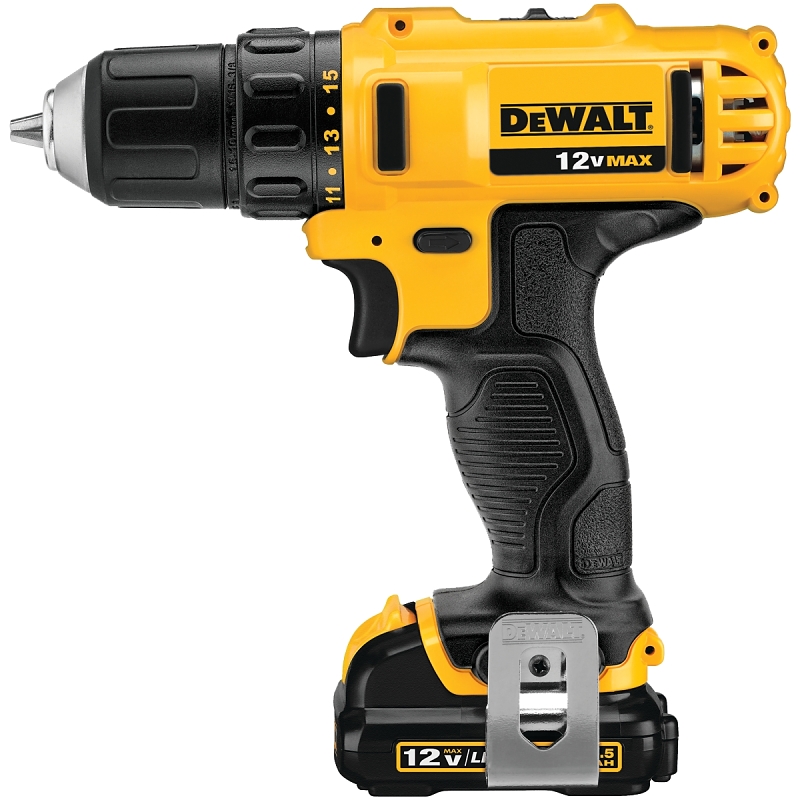 DEWALT DCD710S2 Drill/Driver Kit, Battery Included, 12 V, 3/8 in Chuck, Keyless, Single Sleeve Chuck