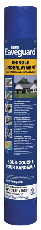 Eaveguard HE740915 Roofing Underlayment, 33.3 ft L, 3 ft W, Asphalt