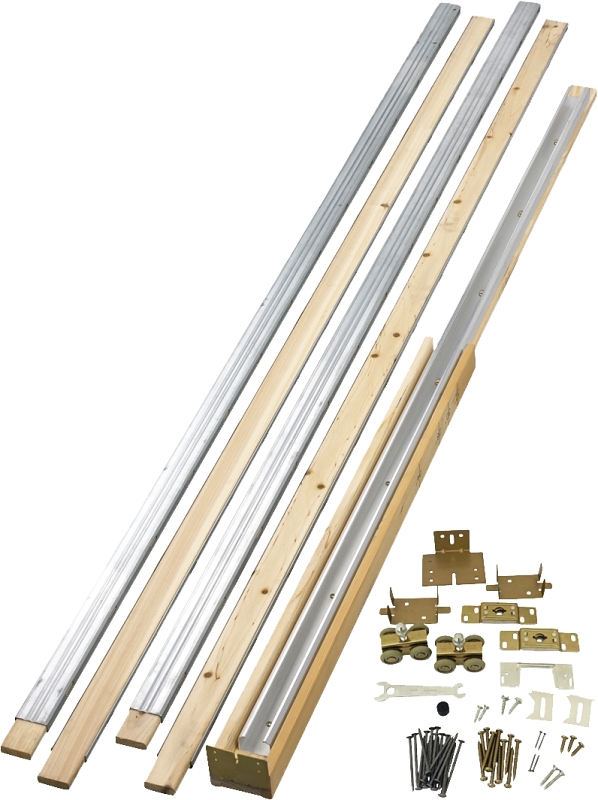 Onward 1485150BC Pocket Door Frame and Hardware Kit, 72 in L Track, Mill, Screw Mounting