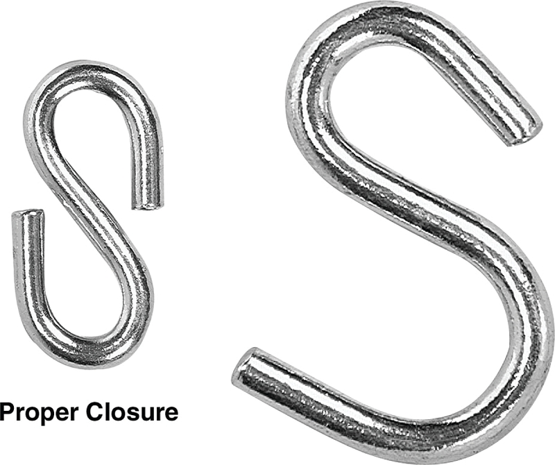 Campbell 6106024 S-Hook, 35 lb Working Load, 0.187 in Dia Wire, Low Carbon Steel, Zinc