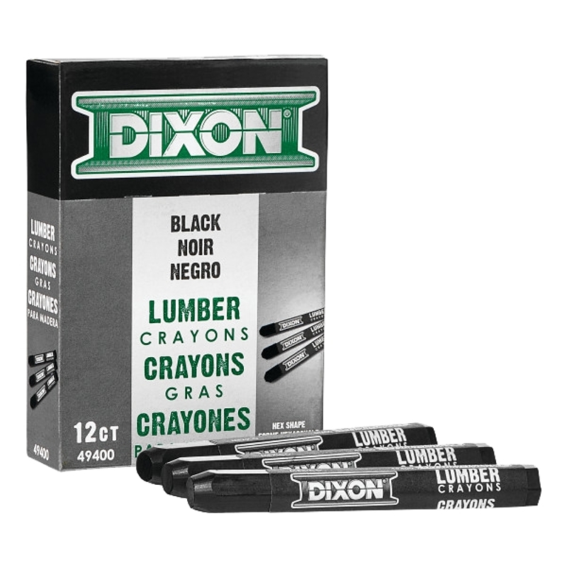 Lumber Crayon, 1/2 in dia x 4-1/2 in L, Carbon Black | Bundle of 5 Dozen