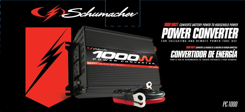 Schumacher PC-1000 Power Inverter, 12.8/13.2 VDC Input, 110/125 V Output, 1000 W