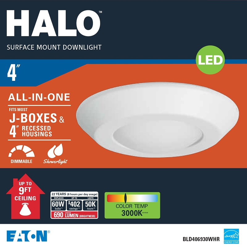 LGHT CEIL RCSD LED 600L WH 4IN