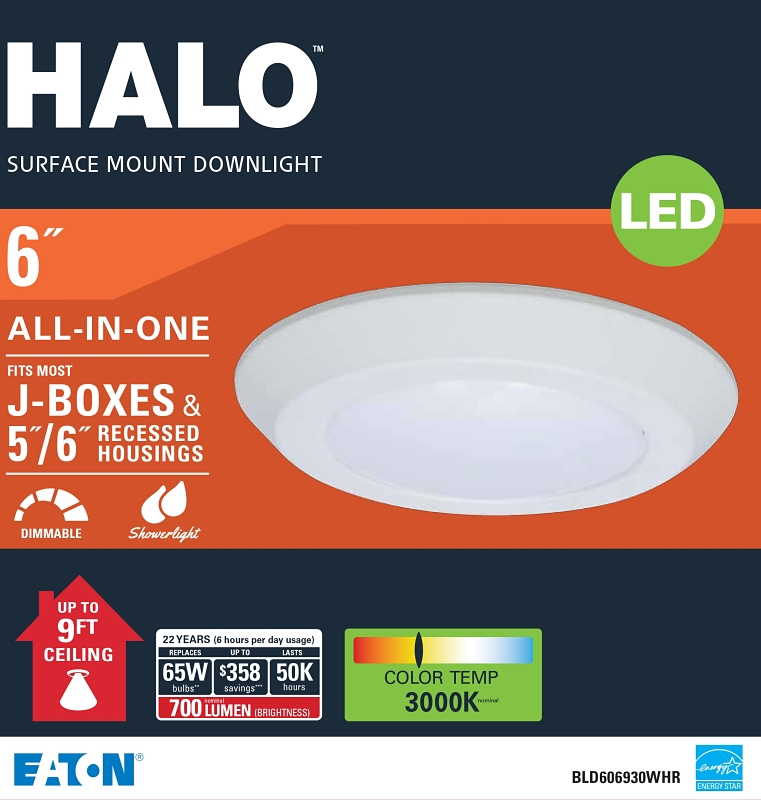 Halo BLD6 Series BLD606930WHR Recessed Lighting Trim, White